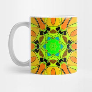 Cartoon Mandala Flower Orange Green and Red Mug